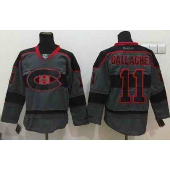 Montreal Canadiens #11 Brendan Gallagher Charcoal Cross Check Fashion Stitched NHL Jersey